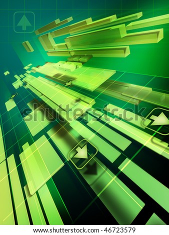 High technology background showing fragmented object. Digital illustration