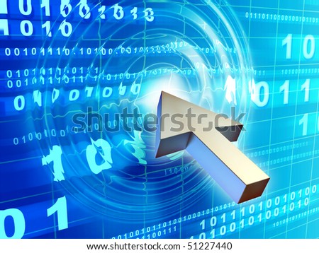 Mouse pointer creates waves in a code stream. Digital illustration.