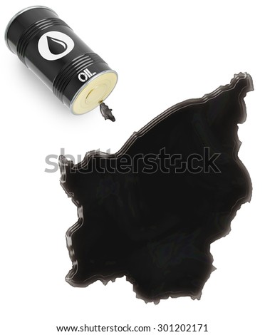 Barrel of oil and a glossy spill in the shape of San Marino (series)