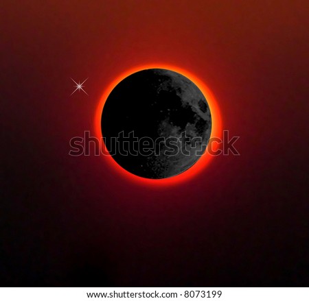 Full Eclipse of the Sun showing star behind, Einsteins theory of light.