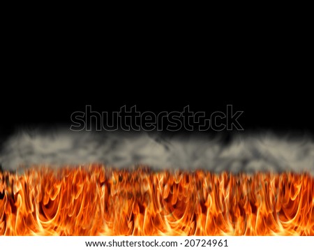 Field or bed of fire and smoke with room for text