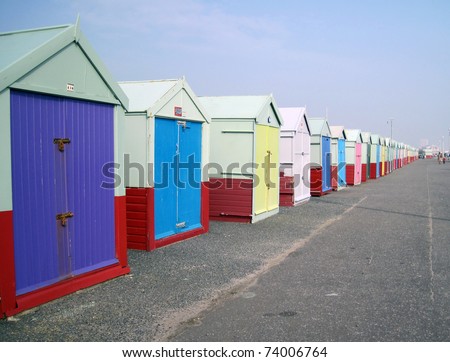 Perspective of beach huts wind and rain protection