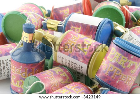 Collection of party poppers