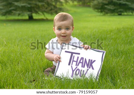 Baby with a Thank You Sign