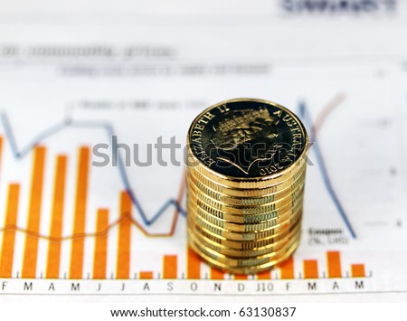 Some gold coins on a newspaper placed on a graph where the trend is down, indicating that the stock market is on the verge of collapsing, but will you stay with gold.