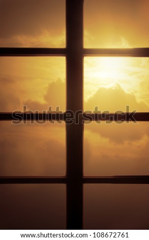 Sunset Behind Window