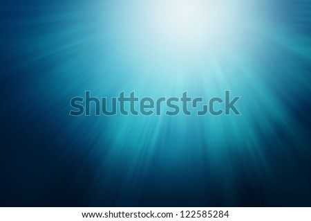 Abstract Blue Sun Lights Under Water