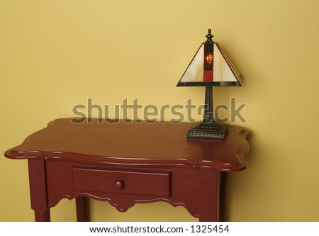 End table and a small lamp