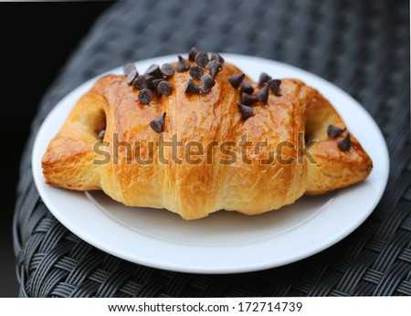 appetizing fresh croissant on a dark background