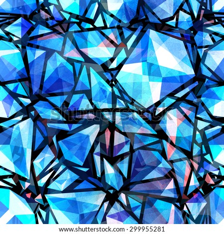 bright blue watercolor foen with polygons on a black