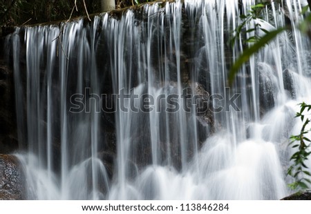 water flowing over falls, long time exposure