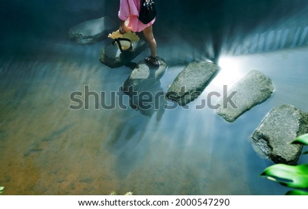 Similar – Image, Stock Photo cross a stream with hiking boots