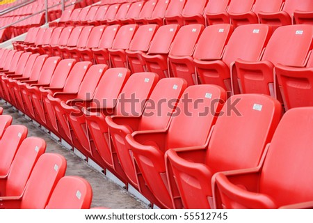 Rows Of Red Football Stadium Seats With Numbers. Stock Photo 55512745 ...