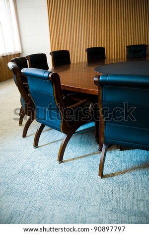 Conference table and chairs in meeting room