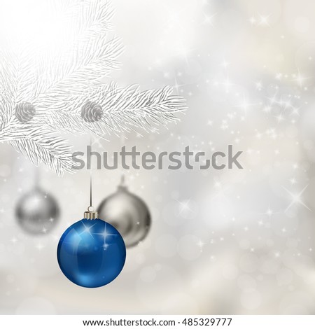 blue and silver christmas balls with fir tree branch on abstract light grey background xmas - Blue Grey Christmas Decorations blue and silver christmas balls with fir tree branch on abstract light grey background xmas - Blue Grey Christmas Decorations