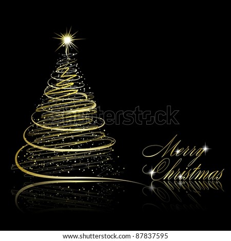 Christmas Tree On Black Background Stock Photo 87837595 : Shutterstock