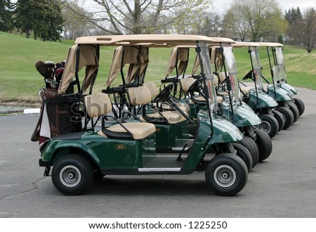 line up of golf carts