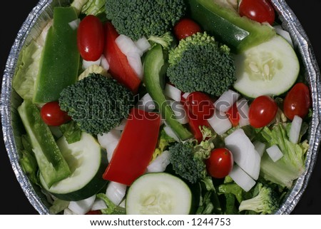 vegetable salad in aluminum container