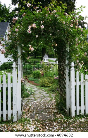 Beautiful Garden Setting With Arbor And Flowers Stock Photo 4094632 ...