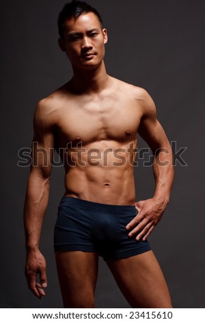 Male Fashion shot, muscular asian guy