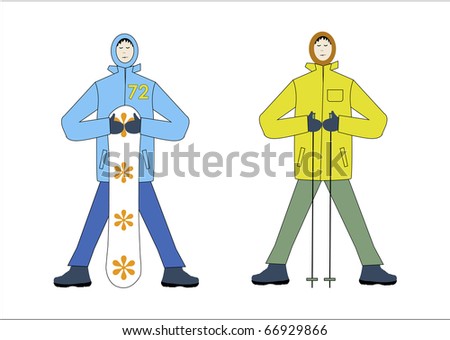 winter sports illustration skiing and snowboarding