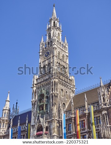 the tower of the town hall, Munich, Bavaria Germany
