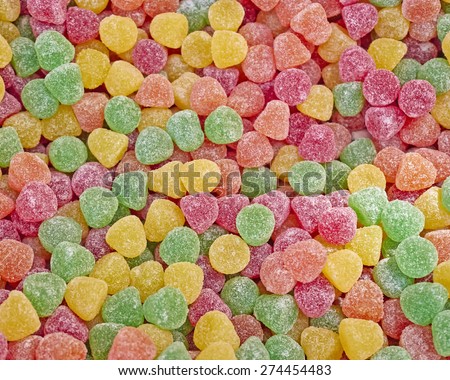 colorful jelly candies closeup, sweet background