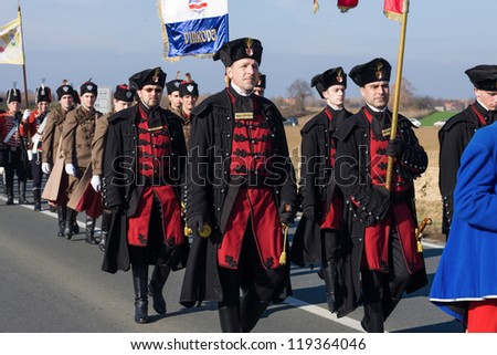 VUKOVAR, CROATIA - NOVEMBER 18: Rally in support of Croatian army generals freed at the Hague on November 18, 2012 in Vukovar, Croatia. 2000 casualties were reported in the 1992 Vukovar battle.