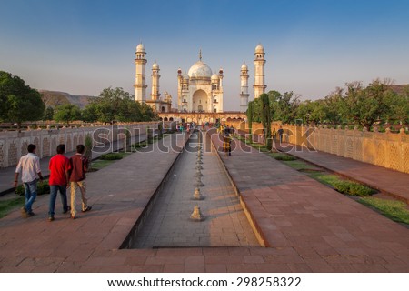 AURANGABAD, INDIA- 15 JANUARY 2015: Bibi Ka Maqbara also known as mini Taj Mahal bears striking resemblance to the more famous mausoleum.