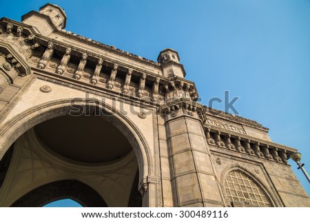 The Gateway of India, a monument built during the British Raj in Mumbai.