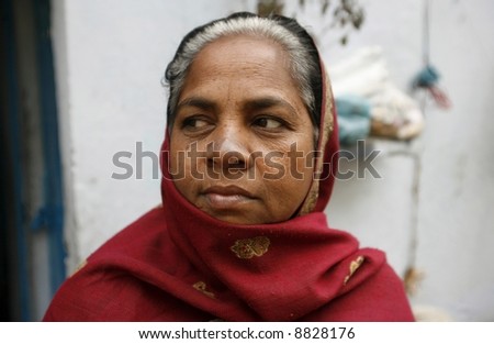 old woman on the porch, delhi, india