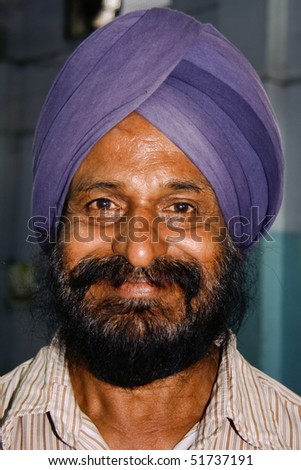 Delhi - September 22: Sikh Man With Purple Turban At Sis Ganj Gurdwara ...