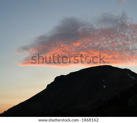 Silhouette of Ring Mountain at sunset. British Columbia. Canada.