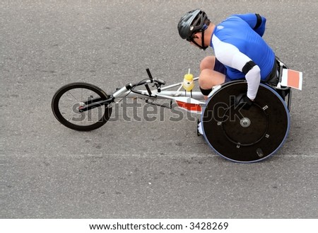 Disabled athlete in marathon. Ottawa, Ontario. Canada.