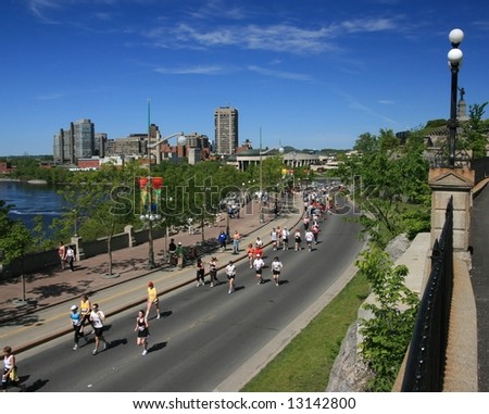 Ottawa Marathon - Half Marathon 2008. Ottawa River and Confederation Boulevard. Ottawa, Ontario. Canada.