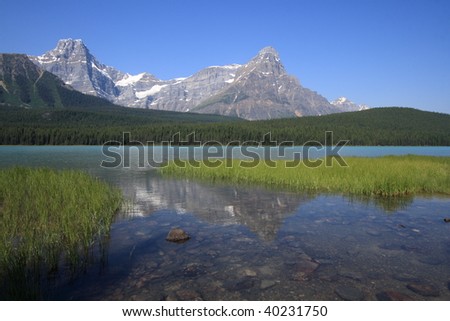 Waterfowl Lake and Mount Howse in Banff National Park, Alberta, Canada.