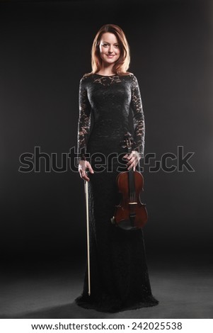 Woman with violin player violinist music performer