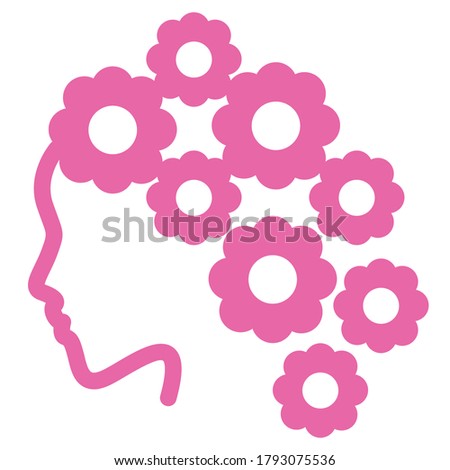 Woman profile. Head of beautiful girl with flower hair. Beautiful girl logo. Concept of beauty. Vector illustration isolated on the white background.