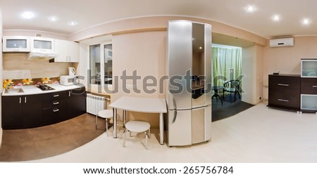 Large panorama room, studio apartment with balcony