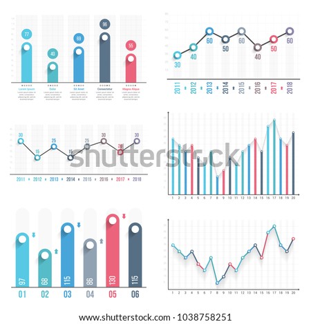 Bar graph and line graph templates, business infographics, vector eps10 illustration