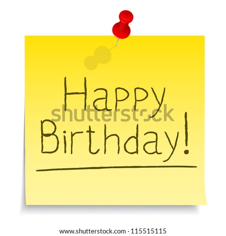 Happy Birthday Post-It Note, Vector Eps10 Illustration - 115515115 ...