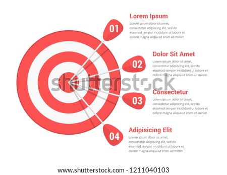 Target with four arrows with numbers and text, infographic template, vectpr eps10 illustration