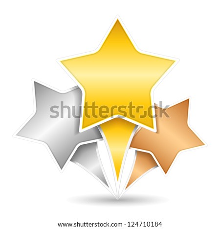 Golden, silver and bronze stars, vector eps10 illustration