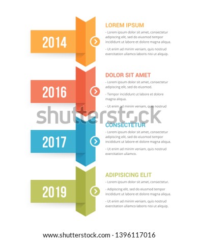 Vertical timeline infographics template with four arrows, vector eps10 illustration