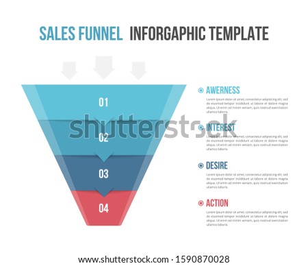 Funnel diagram with 4 elements, infographic template for web, business, presentations vector eps10 illustration