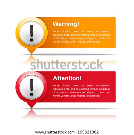 Attention and warning banners with exclamation marks, vector eps10 illustration