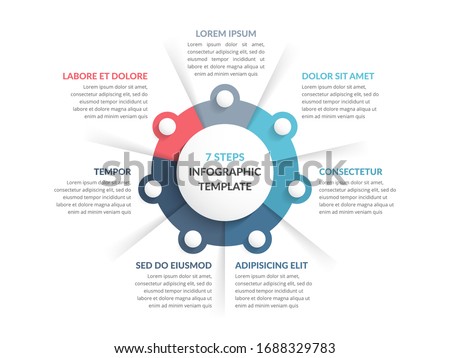 Circle diagram template with seven steps or options, infographic template for web, business, presentations, vector eps10 illustration