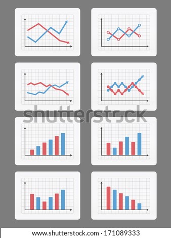 Set of different graphs and charts, vector eps10 illustration