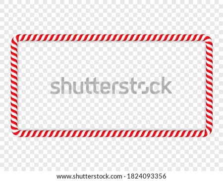 Horizontal frame made of red and green candy cane, vector eps10 illustration