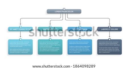 Flowchart with 4 elements, infographic template with 4 steps or options, vector eps10 illustration